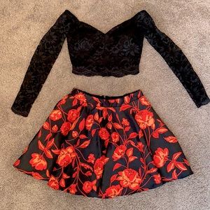 Two-piece Floral Homecoming Dress